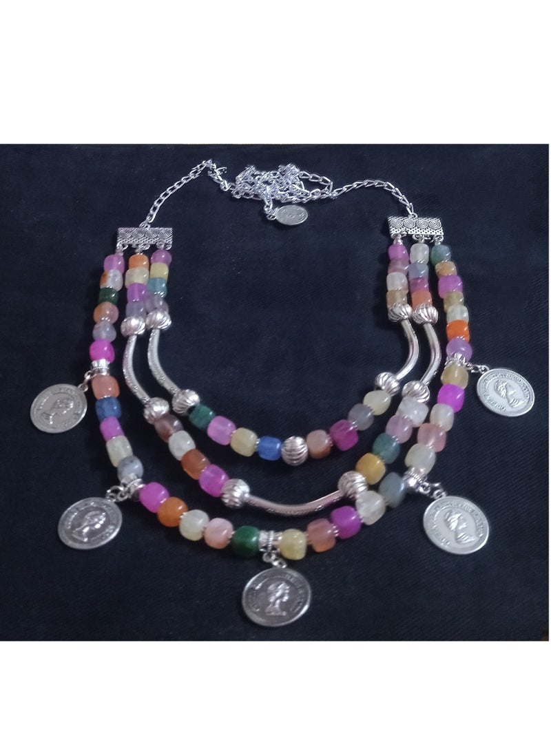 R&R Multi-colored women's set of natural amethyst and nickel silver - Image 2