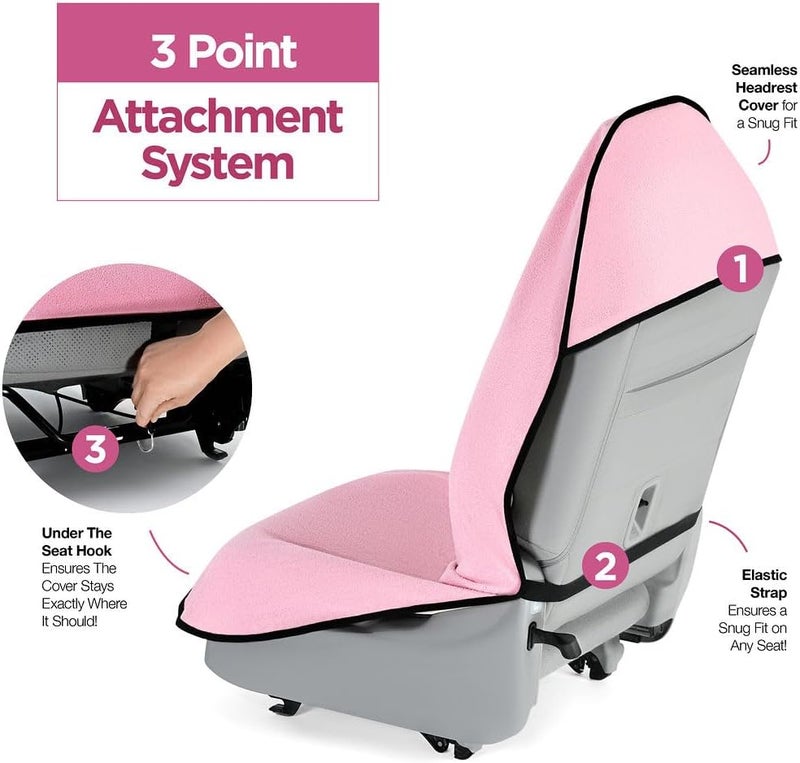 lebogner Waterproof Sweating Car Seat Cover for Post Gym Workout, Running, Swimming, Beach and Hiking, Universal Fit Anti-Slip Bucket Seat Protector for Cars, SUVs and Trucks, Machine Washable, Pink - Image 2
