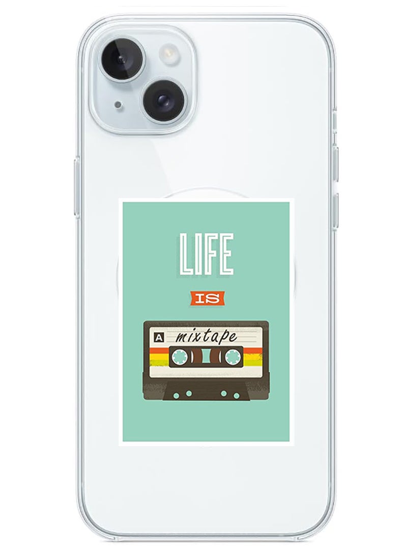 Theodor Magnetic Case for iPhone 15 Plus 6.7-inch Compatible with MagSafe Wireless Charging, Shockproof Phone Bumper Cover Life is a Mixtape copy - Image 1