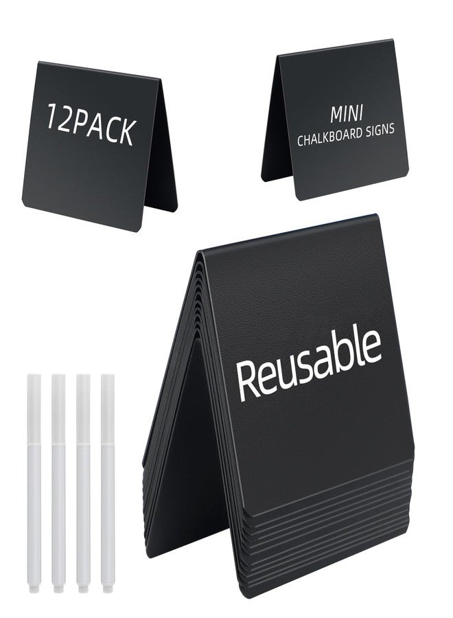 AnutriON Mini Chalkboard Signs, 12 Pack 4"x3" Food Signs Tags for Display, Reusable Tabletop Small Chalkboard Signs for Chalk Signs for Food Party Buffet Wedding Bakery - Image 1