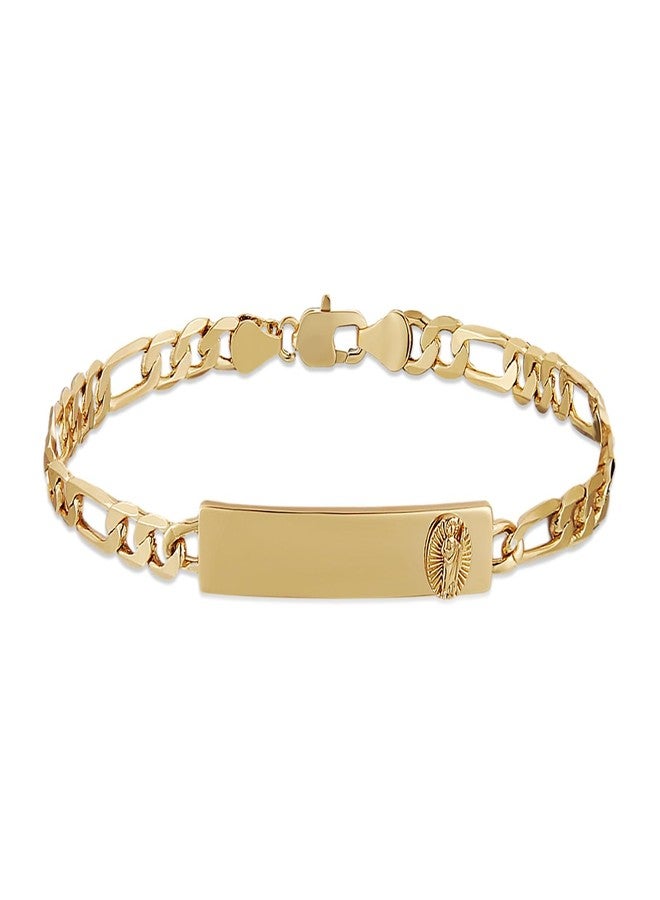 HZMAN 14K Gold Plated Figaro Chain Link Bracelet for Women Dainty Religious Saint Jude ID Bracelet Jewelry Gift - Image 1