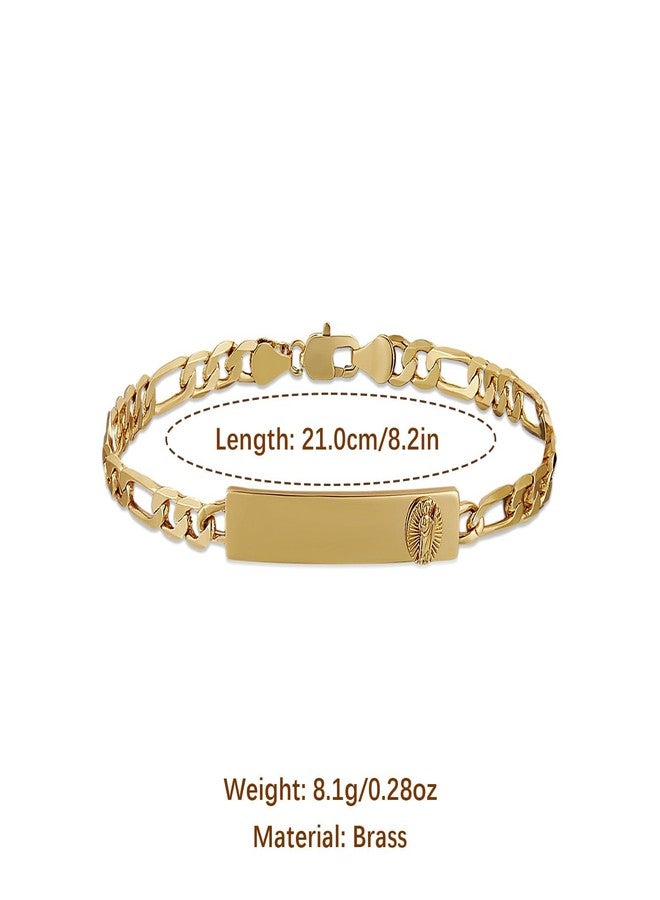 HZMAN 14K Gold Plated Figaro Chain Link Bracelet for Women Dainty Religious Saint Jude ID Bracelet Jewelry Gift - Image 5
