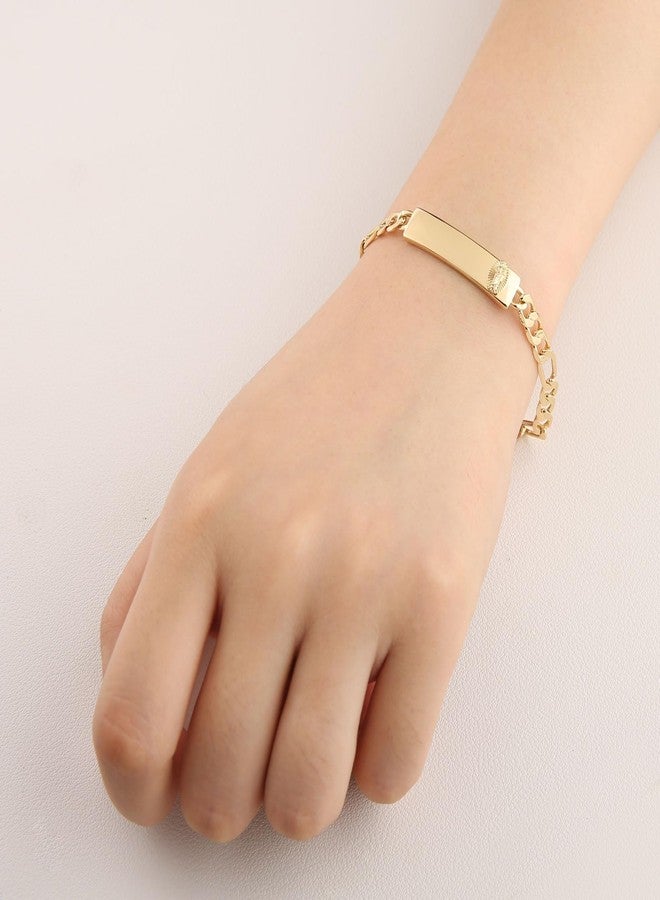 HZMAN 14K Gold Plated Figaro Chain Link Bracelet for Women Dainty Religious Saint Jude ID Bracelet Jewelry Gift - Image 2