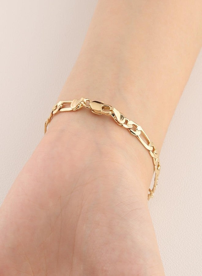 HZMAN 14K Gold Plated Figaro Chain Link Bracelet for Women Dainty Religious Saint Jude ID Bracelet Jewelry Gift - Image 3