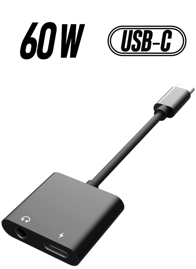 USB C to 3.5mm Headphone Adapter,60W Fast Charge,Type C Audio Jack Earphone Aux Converter,Work for iPad Pro/Air 4,Samsung Galaxy S21/S20/FE 5G/+/Ultra/ Note 20/10/Plus,Google Pixel 4/3/2 XL