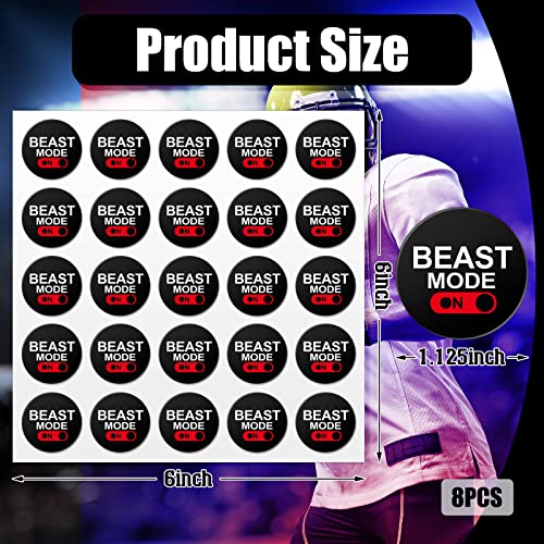 Leinuosen 200 Pcs Beast Mode Stickers Football Helmet Stickers Beast Mode on Decal Vinyl Reward Decals for Hockey Self Adhesive Sports Helmet Snowboard Laptop, 1-1/8 Inches, 8 Sheets - Image 3