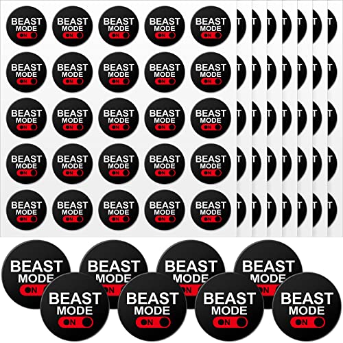 Leinuosen 200 Pcs Beast Mode Stickers Football Helmet Stickers Beast Mode on Decal Vinyl Reward Decals for Hockey Self Adhesive Sports Helmet Snowboard Laptop, 1-1/8 Inches, 8 Sheets - Image 1