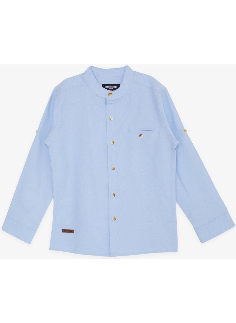 Breeze Girls & Boys Boy's Shirt Embroidered Buttoned 8-12 Years, Light Blue  - Image 4