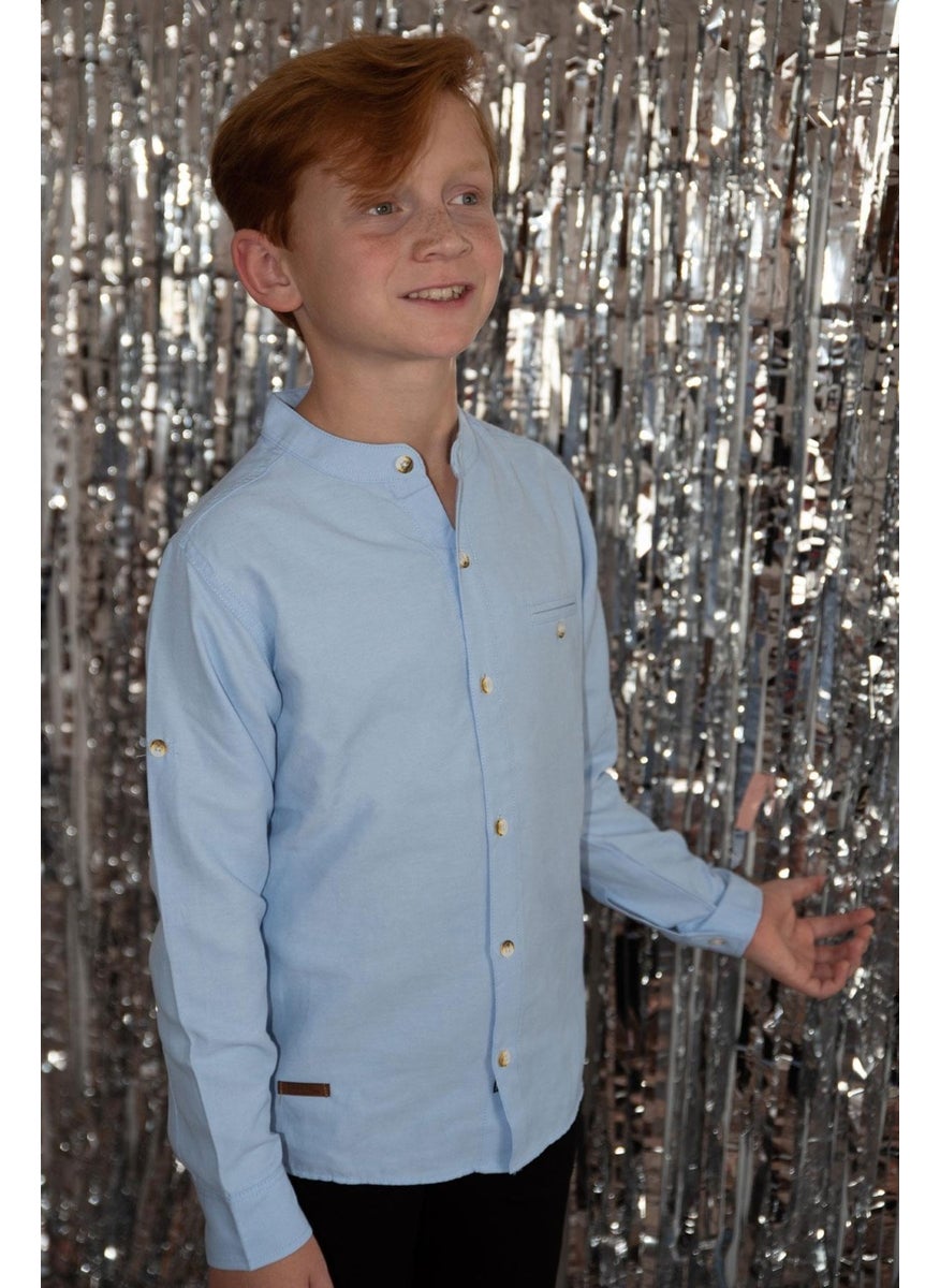 Breeze Girls & Boys Boy's Shirt Embroidered Buttoned 8-12 Years, Light Blue  - Image 2