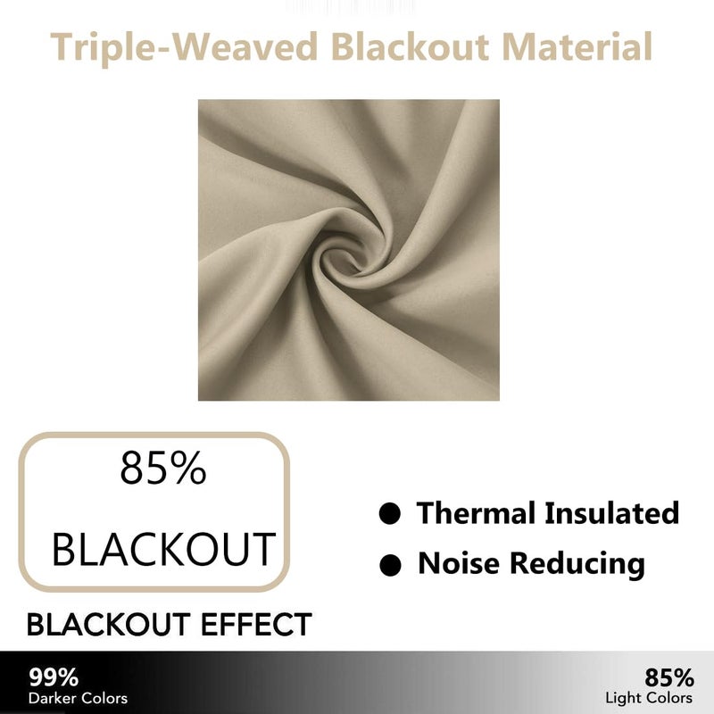 LEMOMO Beige Thermal Blackout Curtains/42 x 63 Inch/Set of 2 Panels Room Darkening Curtains for Bedroom - Image 3