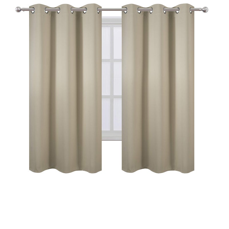 LEMOMO Beige Thermal Blackout Curtains/42 x 63 Inch/Set of 2 Panels Room Darkening Curtains for Bedroom - Image 2