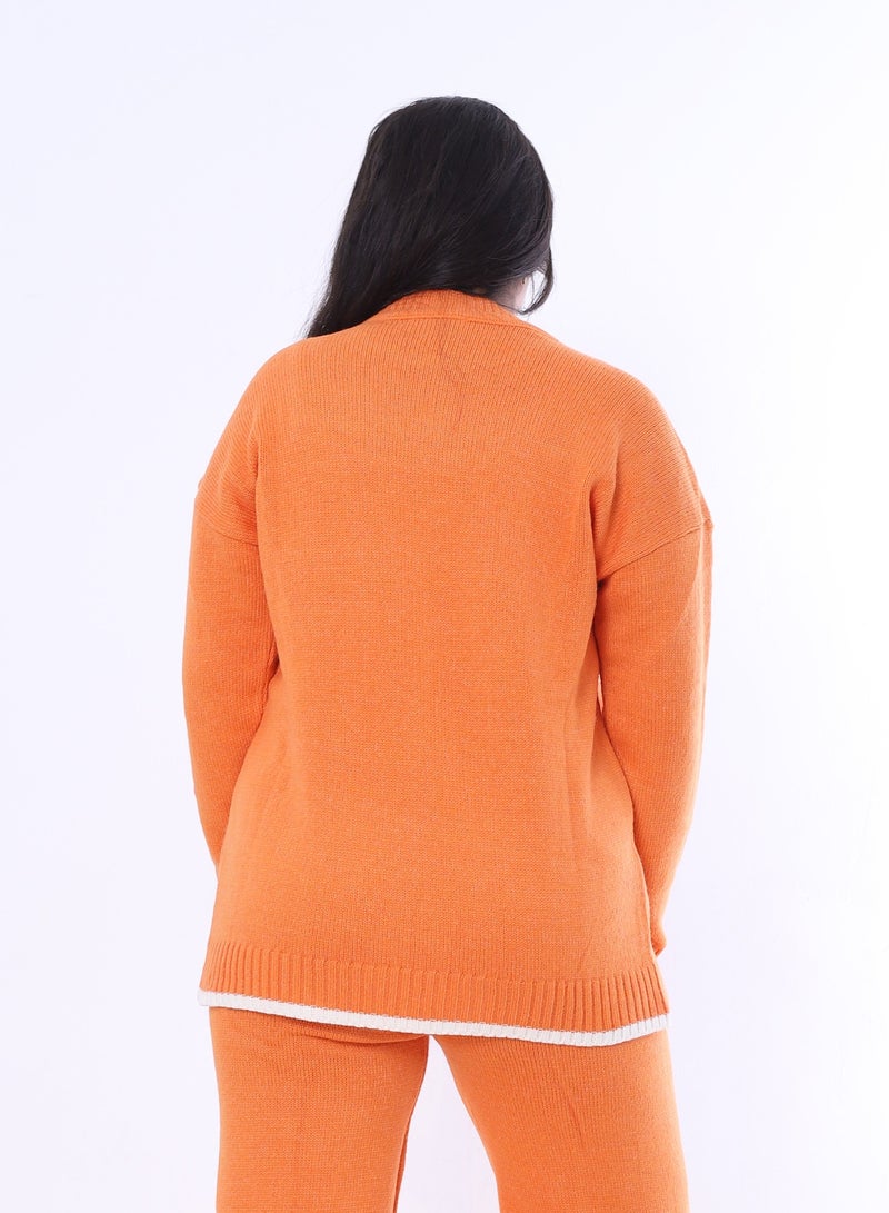 بيبو طقم سترة وسروال سادة_اورنج - Image 3
