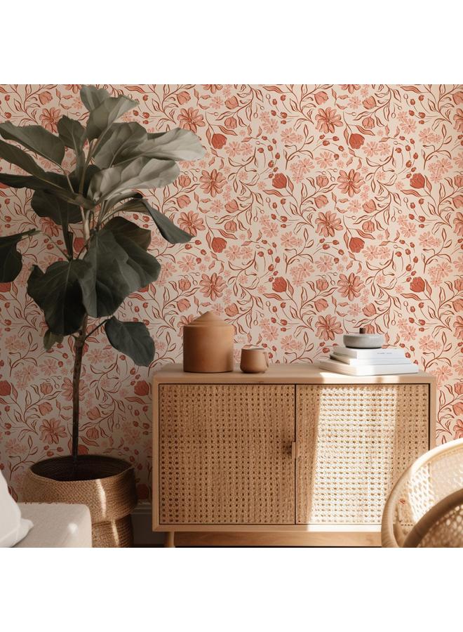 Bluejw Pastoral Flowers And Plants Retro Plants Flowers, Self-adhesive Wallpaper Background Wall Wallpaper Bedroom Porch Transformation Mural - Image 2