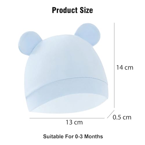SYGA Unisex Baby Pack Of 3 Newborn Baby Cap Knitted Cotton Cartoon Printing Double Ear Hat For 0-3 Months(Multicolor) - Image 5