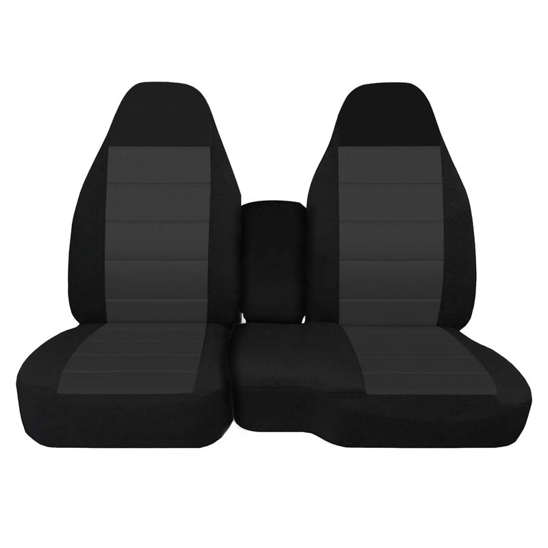 Fioqe Front 60/40 Split Bench Seat Covers with Console Armrest Truck Seat Cover, Compatible with Chevy Colorado GMC Canyon 2004 2005 2006 2007 2008 2009 2010 2011 2012-Black - Image 1