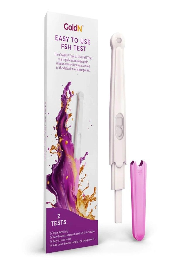 GoldN™ Easy to Use FSH Test for Women – Menopause & Fertility Hormone Urine Kit | Fast & Accurate Results in 5 Minutes | FDA-Compliant, Discreet, Stress-Free at-Home Strips | 2 Tests - Image 1
