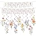 Rngmsi Flower Birthday Decorations for Girls 11PCS Wildflower Happy Birthday Banner Garland Hanging Swirls Decoration Floral Party Decor for Women - Image 3