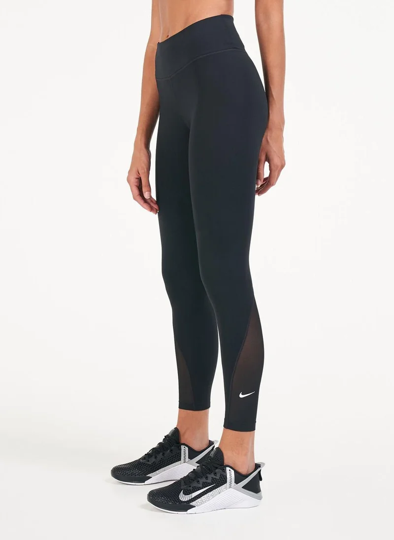 Nike Women's One Mid-Rise 7/8 Mesh-Panelled Leggings