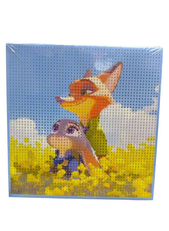 Diy Diamond Painting Kit for Kids Develop Focus Skills and Patience, Improve Visual Coordination 20 X 20 cm (Zootopia) 