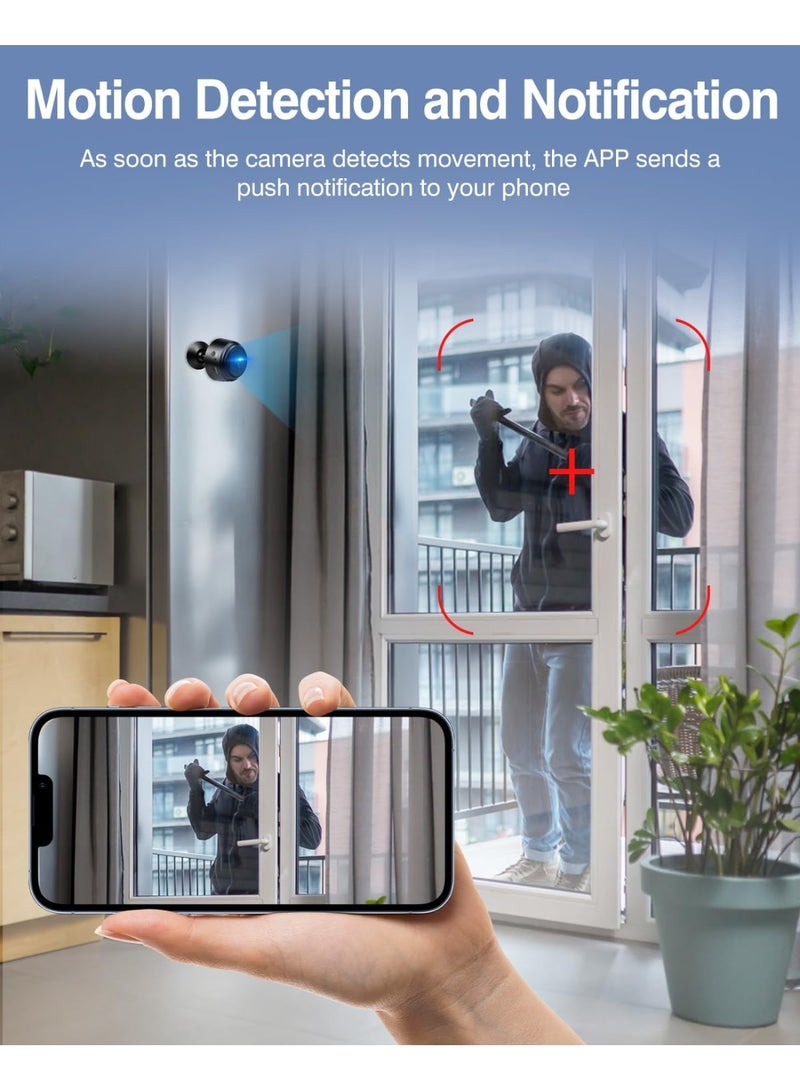 1080P HD Portable Security Camera with Night Vision and Motion Detection – Built-in Battery for Indoor and Outdoor Use, Ideal for Home and Office Monitoring - Image 4