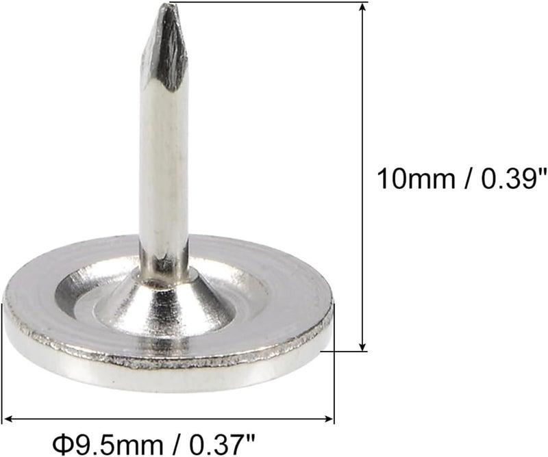 TOP-VIGOR 60pcs Silver Flat Head Upholstery Tacks, Heavy Duty Push Pins, 9.5mm x 10mm Decorative Thumb Tacks for Wall, Cork Board, Furniture and Notice Board - Image 2