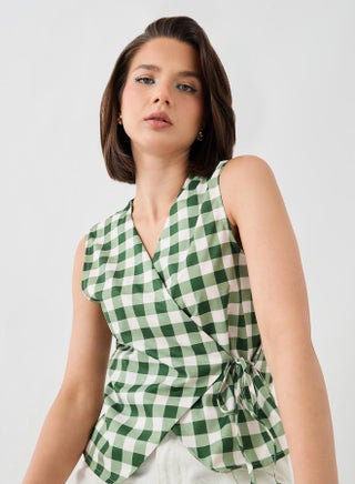 Take Two Checked Sleeveless Wrap Top with Tie-Up Detail - pzsku/Z75E8B9BF66E53E286DF8Z/45/1750084361/04d97578-ff69-4fe9-89f2-34b4901920a9