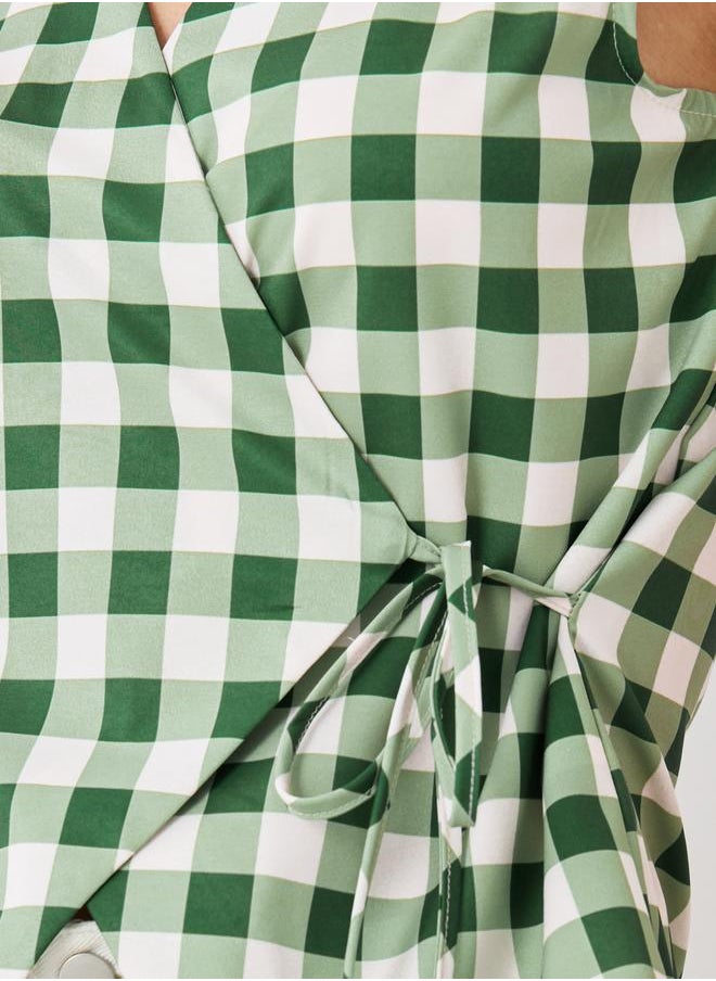 Take Two Take Two Checked Sleeveless Wrap Top with Tie-Up Detail  - Image 4
