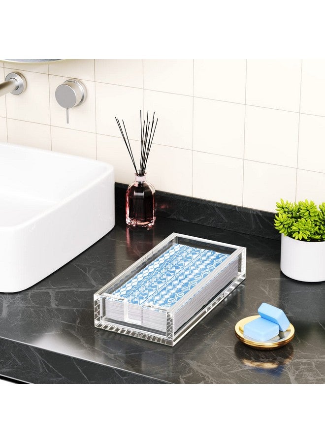 HIIMIEI HIIMIEI Acrylic Napkin Holder for Bathroom, Acrylic Guest Towel Holder, Bathroom Napkins Guest Disposable Holder, Hand Towel Tray for Kitchen, Parties, Weddings, Party, Hotel, Restaurant（Clear）  - Image 3