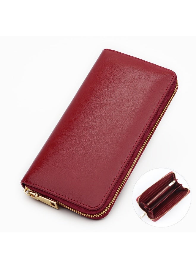Mark Fairwhale Oil Wax Cowhide Leather Long Zipper Wallet