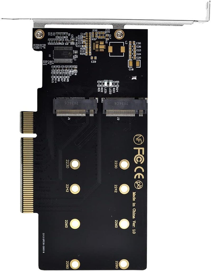 Chenyang Dual M.2 to PCIe 3.0 X8 Adapter, Dual NVME/AHCI SSD to PCI Express Expansion Card Adapter with 12cm Slot Bracket - Image 1