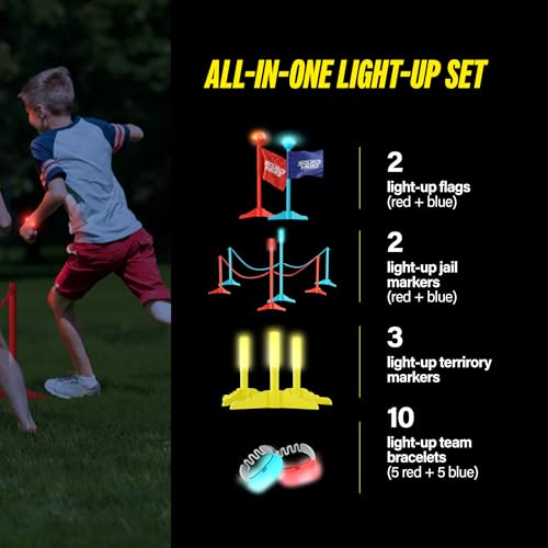 Squad Hero Capture the Flag Glow in the Dark Game Set Yard Outdoor Games for Kids Ages 8 10 11 12 Old Fun Lawn Summer Family Game for Boys Teen Boys Birthday Gifts Camping and Backyard Adventures - Image 5
