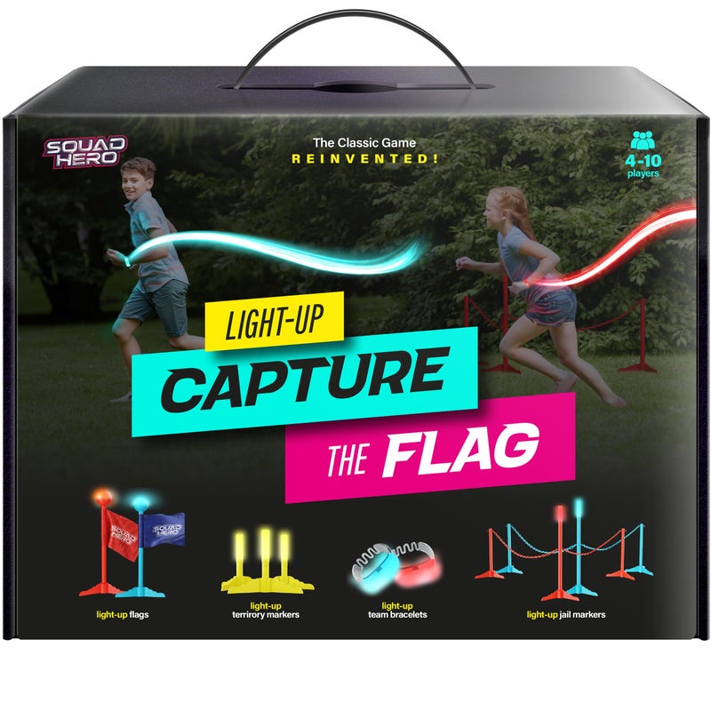 Squad Hero Capture the Flag Glow in the Dark Game Set Yard Outdoor Games for Kids Ages 8 10 11 12 Old Fun Lawn Summer Family Game for Boys Teen Boys Birthday Gifts Camping and Backyard Adventures - Image 3