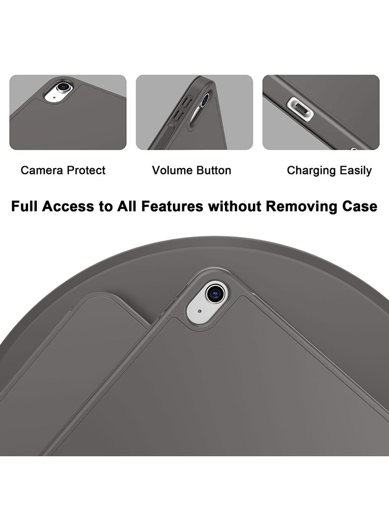 ثيودور جراب ذكي رفيع لجهاز iPad من الجيل الحادي عشر A16 (2025) مقاس 11 بوصة والجيل العاشر (2022) مقاس 10.9 بوصة - غطاء واقٍ خفيف الوزن مع حامل قلم، خاصية التشغيل/الإيقاف التلقائي، ظهر من مادة TPU ناعمة - رمادي داكن - Image 3