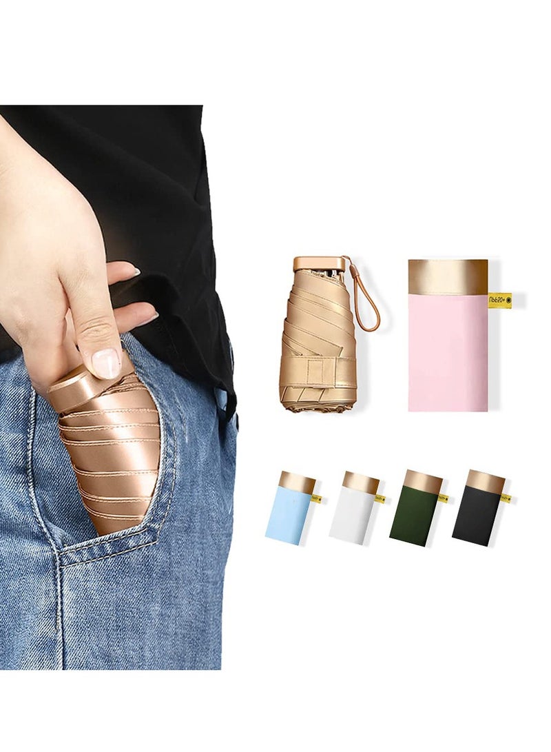 Mini Pocket Umbrella, Folding Umbrellas Compact Mini Travel Umbrella Light Compact Design, Waterproof and UV Proof, Compact and Portable Windproof Water Repellent Can be Put in a Personal Pocket - Image 1