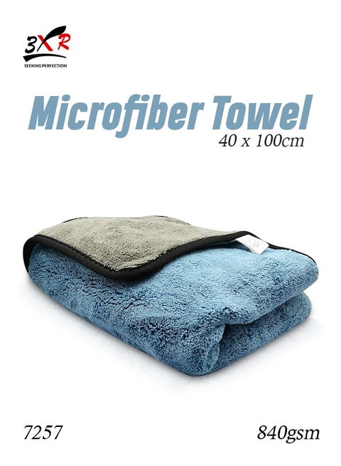 3XR Microfiber Towel 40x100cm – 840GSM Ultra Thick, Scratch-Free Cleaning Cloth for Car & Household Use, Model 7257