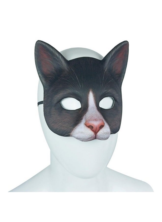 Alodidae - 3 Pcs Realistic Cat Mask White Black Orange Animal Head Masks Halloween Novelty Costume Accessory - Image 1