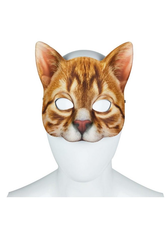 Alodidae - 3 Pcs Realistic Cat Mask White Black Orange Animal Head Masks Halloween Novelty Costume Accessory - Image 1