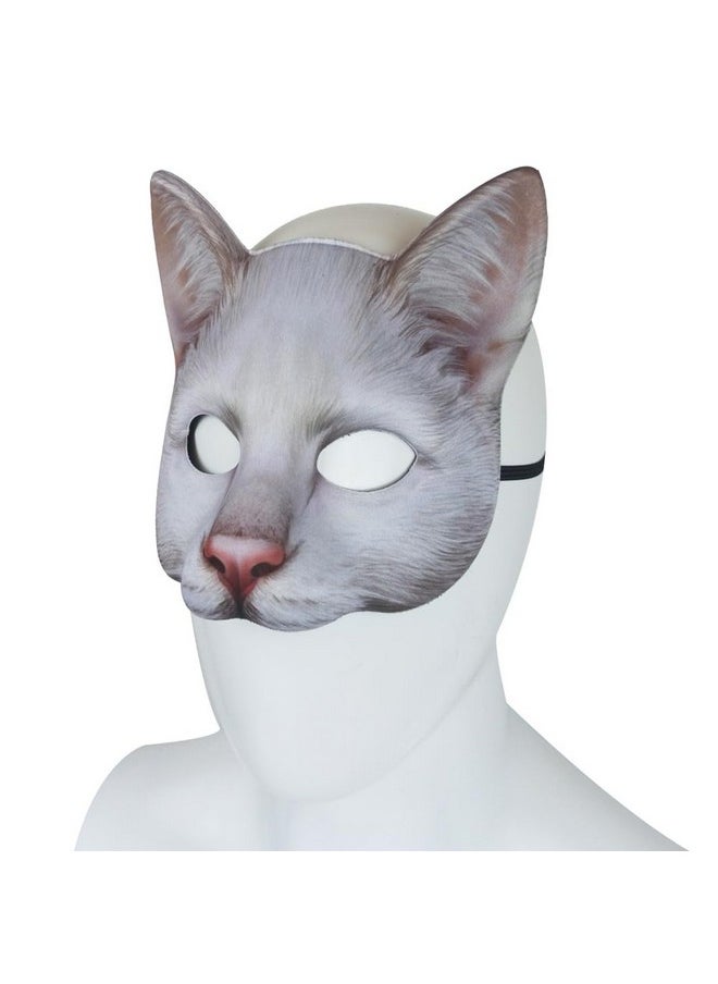Alodidae - 3 Pcs Realistic Cat Mask White Black Orange Animal Head Masks Halloween Novelty Costume Accessory - Image 1