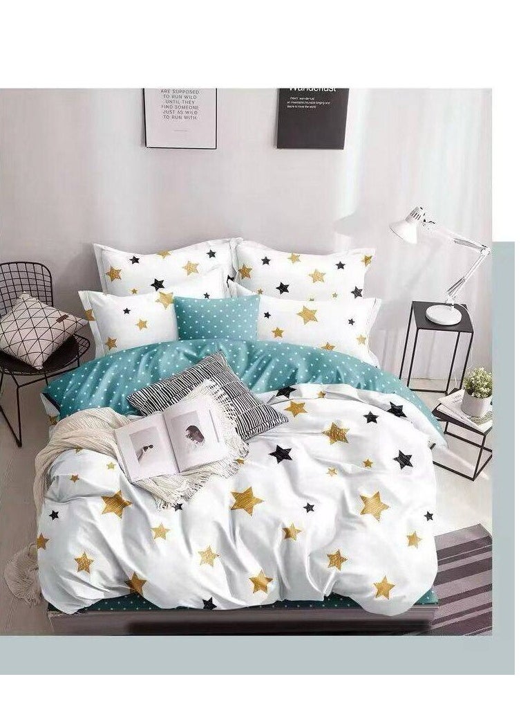 Generic 4-Piece Single Size Duvet Cover Set – cotton Bedding Set with Duvet Cover, Fitted Sheet, and 2 Pillowcases -160x210cm 