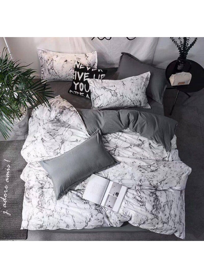4-Piece Single Size Duvet Cover Set – cotton Bedding Set with Duvet Cover, Fitted Sheet, and 2 Pillowcases -160x210cm