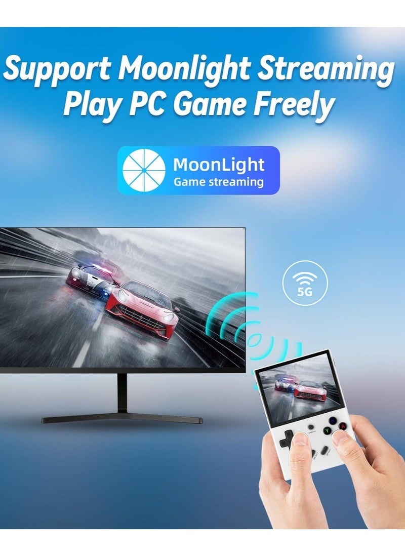 ANBERNIC  - RG35XX Plus Linux Handheld Game Console, 3.5'' IPS Screen, Pre-Loaded 6900 Games, 3300mAh Battery, Supports 5G WiFi Bluetooth HDMI and TV Output (64GB, White) - Image 1