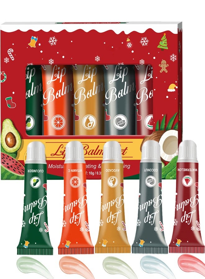 DuaTana Moisturizing Lip Balm Gift Set,5 Pcs Hydrating Lip Oil Gloss for Dry Cracked Lips,Non-sticky Long Lasting Clear Jelly Yummy Tint Lipstain Fruit Flavoured Glow Lipcare Oil Christmas Women Makeup Gift - Image 1