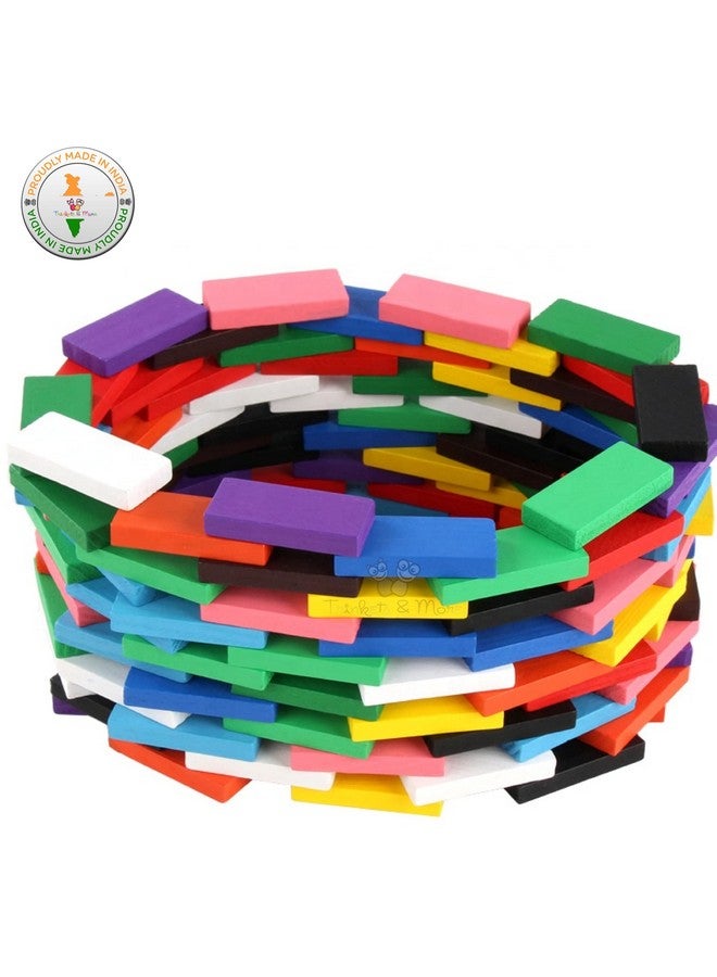 Trinkets & More Trinkets & More Dominoes Blocks Set 12 Colours Wooden Toy Building and Stacking Counting Adding Subtracting Multiplication Indoor Game Toy Educational Toy for Kids (480 Pcs)  - Image 3