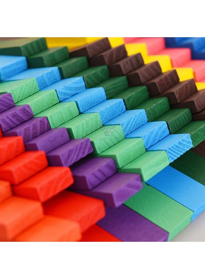 Trinkets & More Trinkets & More Dominoes Blocks Set 12 Colours Wooden Toy Building and Stacking Counting Adding Subtracting Multiplication Indoor Game Toy Educational Toy for Kids (480 Pcs)  - Image 4