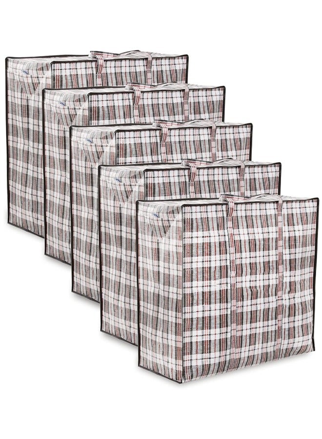 DUNISO 5 Pcs Large Laundry bags with Zips，Storage Bags Best for Moving, Shopping and Laundry - Strong Big Bags with Zips & Handle Attached, Reusable，Super Sturdy And Durable, Waterproof And Moisture-Proof，55X65X30CM  - Image 3