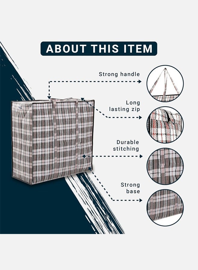 DUNISO 5 Pcs Large Laundry bags with Zips，Storage Bags Best for Moving, Shopping and Laundry - Strong Big Bags with Zips & Handle Attached, Reusable，Super Sturdy And Durable, Waterproof And Moisture-Proof，55X65X30CM  - Image 2
