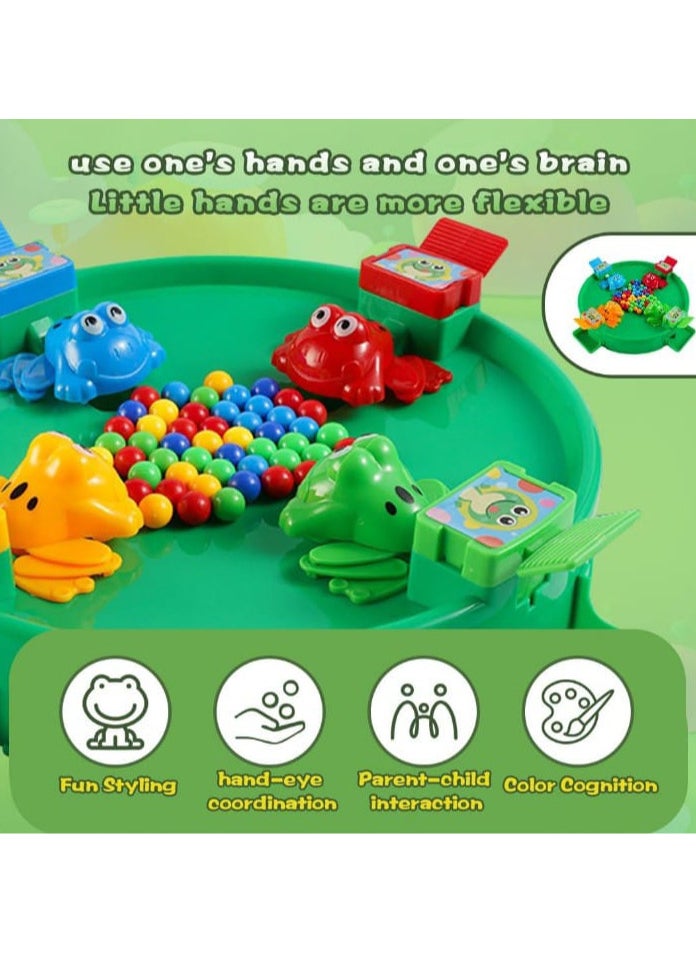 Generic - Imported Hungry Frog Game 🐸 - Large Size, suitable for up to 4 players! A fun family game where players compete by pressing the frog to eat the most balls. Perfect for entertainment and quality family time! - Image 1