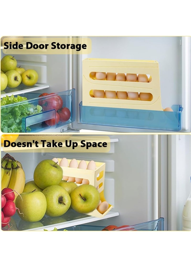 Altheqa Egg Holder for Fridge,4 Tiers Eggs Dispenser Auto Rolling Egg Tray Storage 30 Egg Container Space-Saving Egg Roller for Refrigerator Kitchen Cabinet (Yellow)  - Image 5