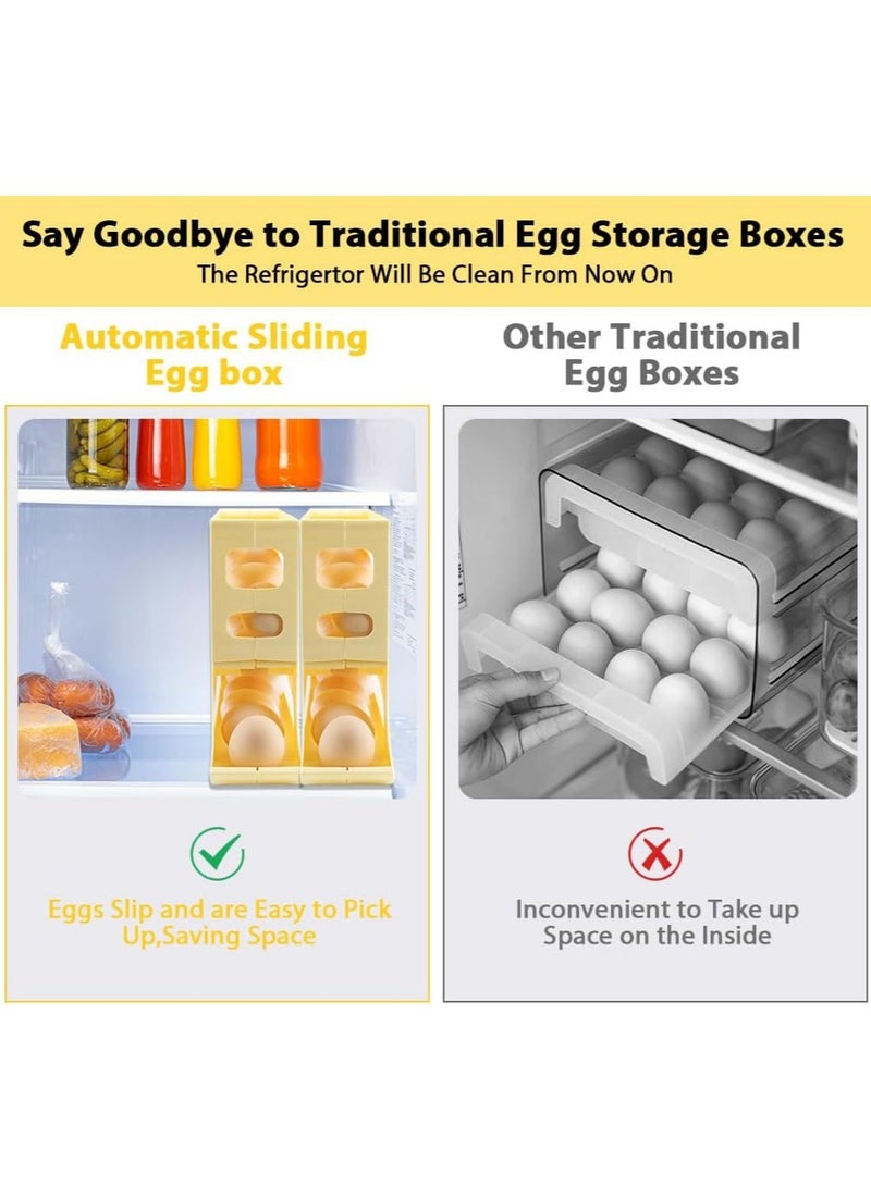 Altheqa Egg Holder for Fridge,4 Tiers Eggs Dispenser Auto Rolling Egg Tray Storage 30 Egg Container Space-Saving Egg Roller for Refrigerator Kitchen Cabinet (Yellow)  - Image 3