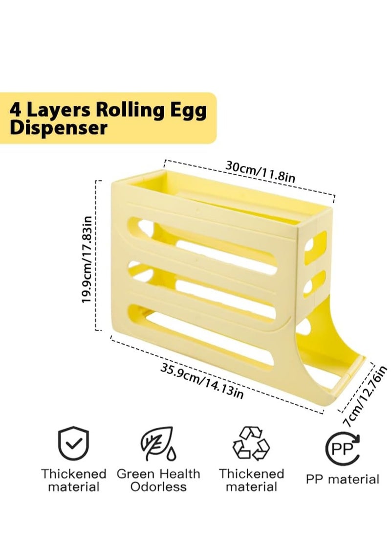 Altheqa Egg Holder for Fridge,4 Tiers Eggs Dispenser Auto Rolling Egg Tray Storage 30 Egg Container Space-Saving Egg Roller for Refrigerator Kitchen Cabinet (Yellow)  - Image 2